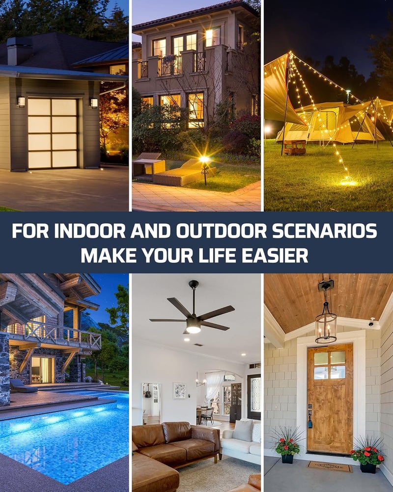 DEWENWILS Outdoor Indoor Wireless Light Switch and Receiver Kit, 15A/1800W, No Wiring, IP65 Waterproof, Wireless Remote Light Switch for Lighting - Image 5